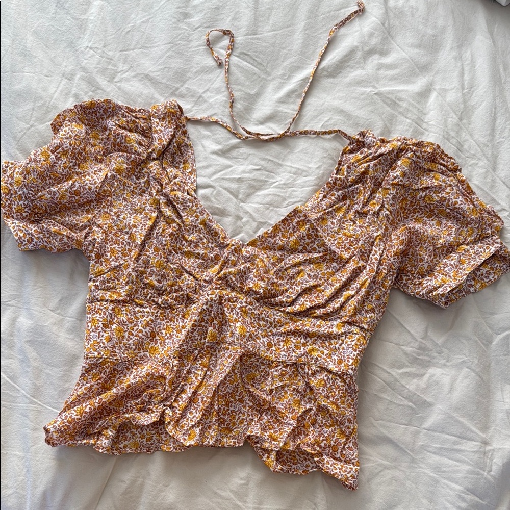J CREW Floral Puff Sleeve Top size 10